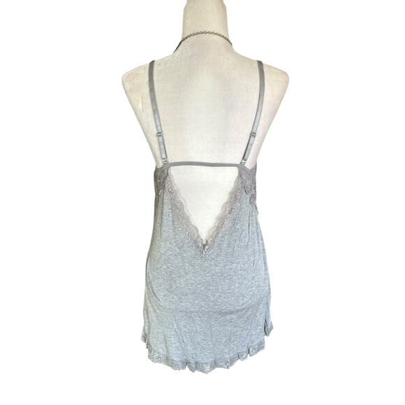 🍁 BUNDLE ONLY - 5/$15  Grey Backless Slip Sleepwear, Lace/Ribbon Detail - Picture 2 of 4